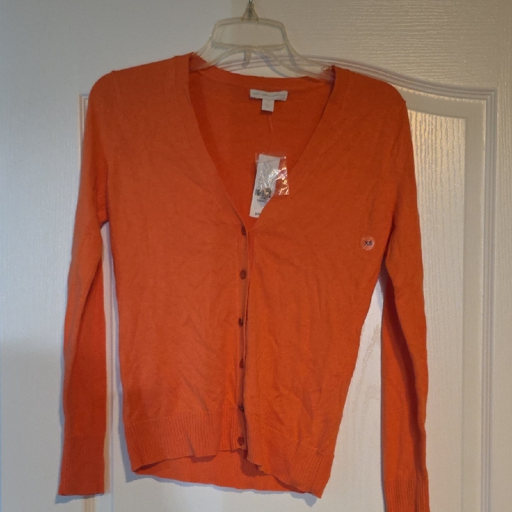 New York & Company Vibrant Orange Cardigan